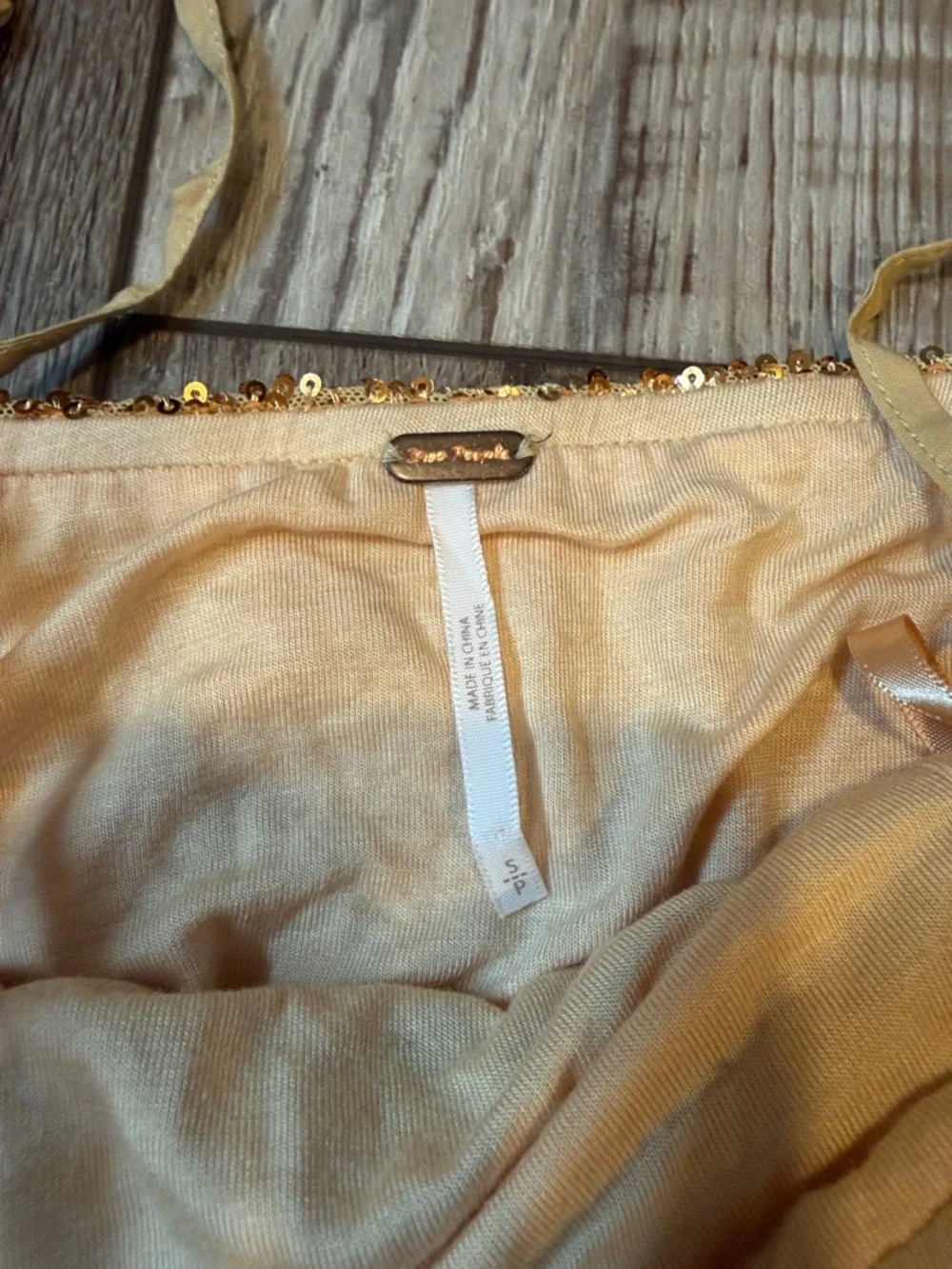 Free People Gold Smocked Cami with Yellow Straps